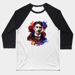 NIKOLA TESLA WATER COLOR PORTRAIT Baseball T-Shirt